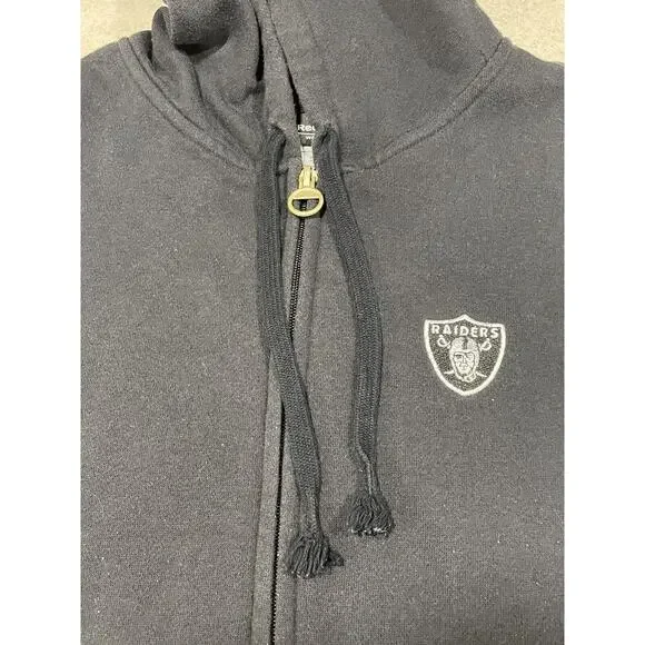 Reebok-Las Vegas Raiders Full Zip Fleece Jacket Silver & Black NFL Women’s Large - Picture 8 of 13